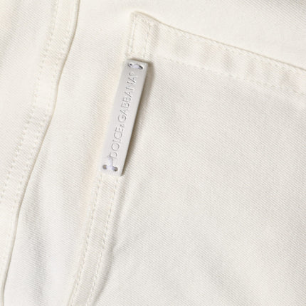 Dolce & Gabbana White Tattered Skinny Cotton Denim Jeans