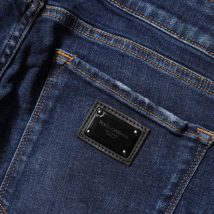 Dolce & Gabbana Blue Distressed Skinny Cotton Denim Jeans