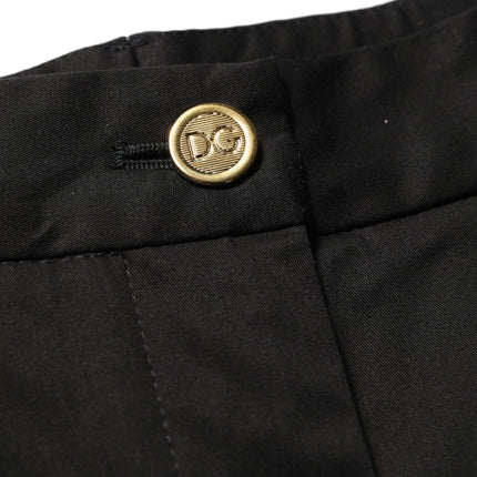 Dolce & Gabbana Black Tapered Leg Dress Cotton Trousers Pants