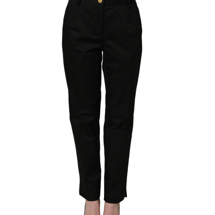 Dolce & Gabbana Black Tapered Leg Dress Cotton Trousers Pants