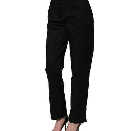 Dolce & Gabbana Black Tapered Leg Dress Cotton Trousers Pants