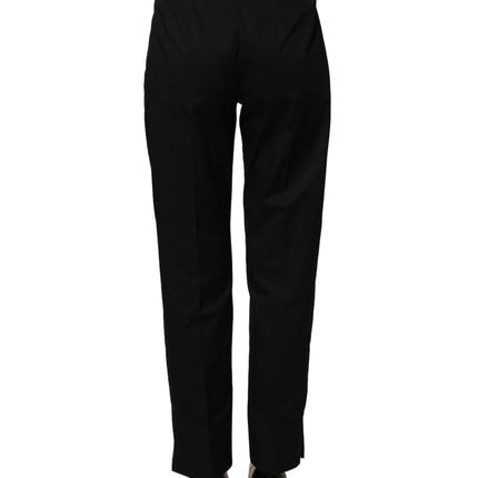 Dolce & Gabbana Black Tapered Leg Dress Cotton Trousers Pants