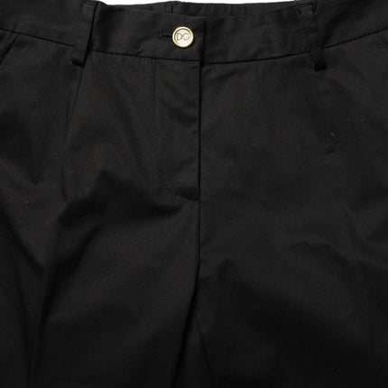 Dolce & Gabbana Black Tapered Leg Dress Cotton Trousers Pants