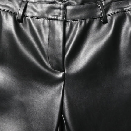 Dolce & Gabbana Black PU Leather High Waisted Trouser Pants