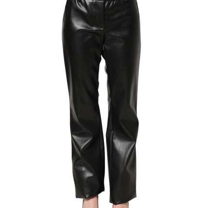 Dolce & Gabbana Black PU Leather High Waisted Trouser Pants