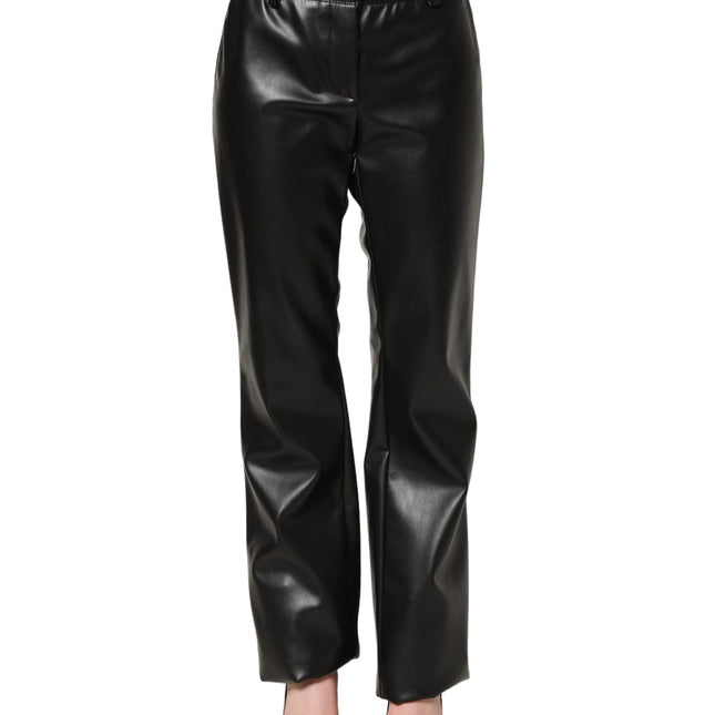 Dolce & Gabbana Black PU Leather High Waisted Trouser Pants