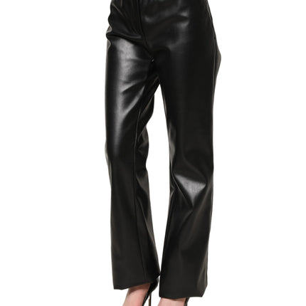 Dolce & Gabbana Black PU Leather High Waisted Trouser Pants