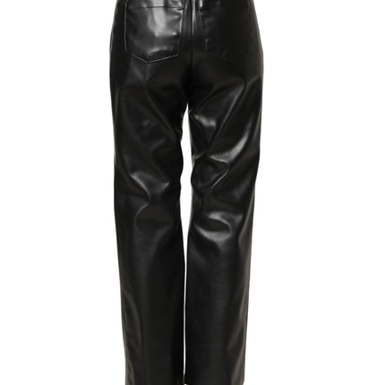 Dolce & Gabbana Black PU Leather High Waisted Trouser Pants