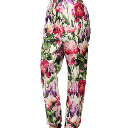 Dolce & Gabbana Multicolor Floral Print Tapered Trouser Pants