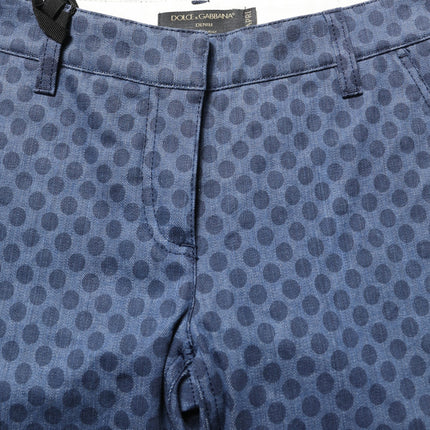 Dolce & Gabbana Blue Polka Dotted Slim Fit Capri Denim Jeans