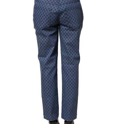 Dolce & Gabbana Blue Polka Dotted Slim Fit Capri Denim Jeans