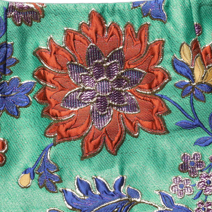 Dolce & Gabbana Green Floral Jacquard High Waist Mini Skirt
