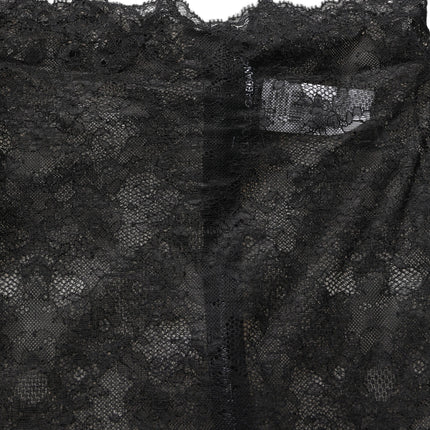 Dolce & Gabbana Black Floral Lace High Waist KneeLength Skirt