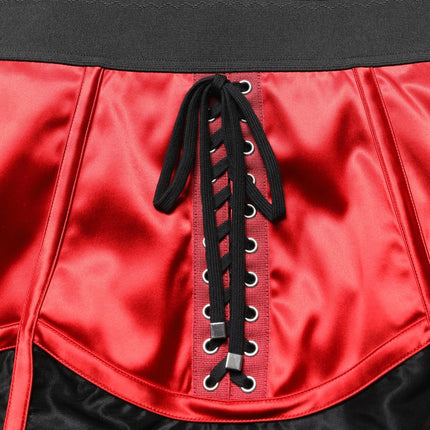 Dolce & Gabbana Red Satin Corset Style High Waist Mini Skirt