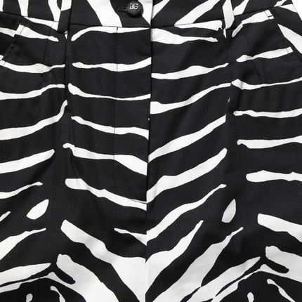 Dolce & Gabbana Black White Zebra Print Cotton High Waist Shorts