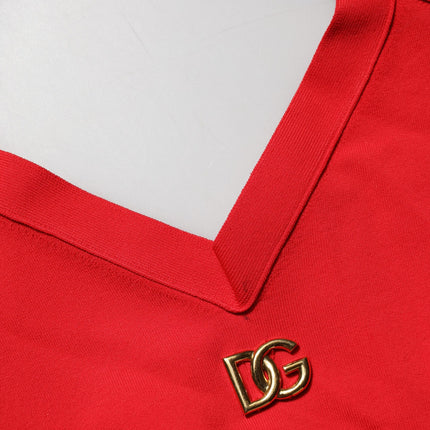Dolce & Gabbana Red Viscose Sleeveless Halter Crop Tank Top