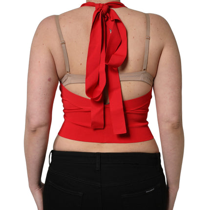 Dolce & Gabbana Red Viscose Sleeveless Halter Crop Tank Top