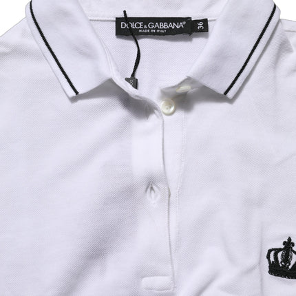 Dolce & Gabbana White Crown Cotton Short Sleeves Polo Top