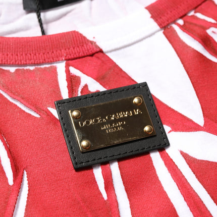 Dolce & Gabbana Red White Abstract Cotton Sleeveless Tank Top