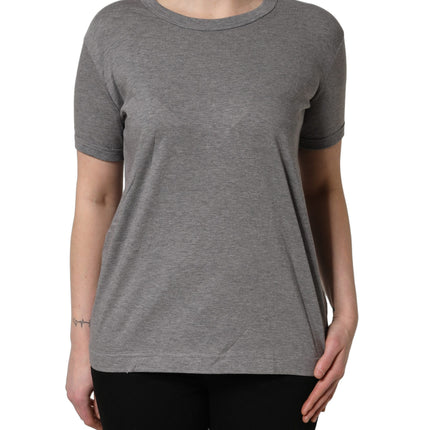 Dolce & Gabbana Grey Cotton Short Sleeves Crew Neck T-shirt