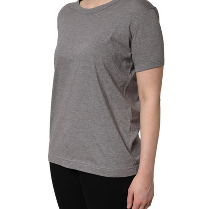 Dolce & Gabbana Grey Cotton Short Sleeves Crew Neck T-shirt