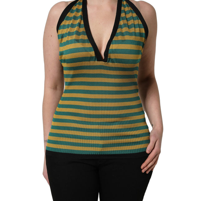 Dolce & Gabbana Multicolor Stripes Wool Knit Halter Tank Top