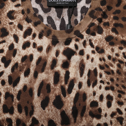 Dolce & Gabbana Brown Leopard Crew Neck Sleeveless Tank Top
