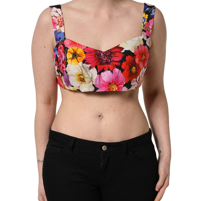 Dolce & Gabbana Multicolor Floral Cropped Bustier Tank Top