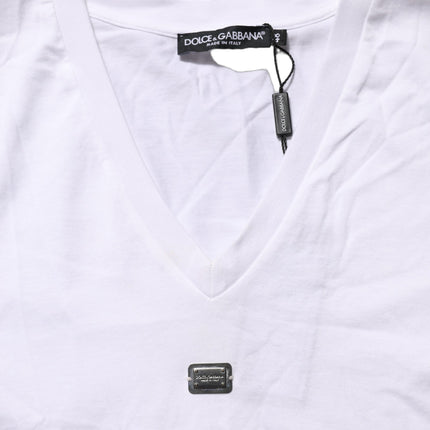 Dolce & Gabbana White Logo Embroidered TieWaist Cropped Top