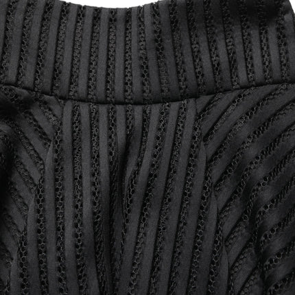 PINKO Cotton Striped Flared Silhouette Aline Midi Black