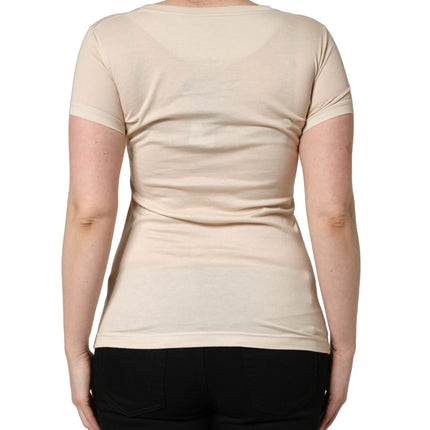 Dolce & Gabbana Beige Jungle Print Cotton Round Neck T-Shirt