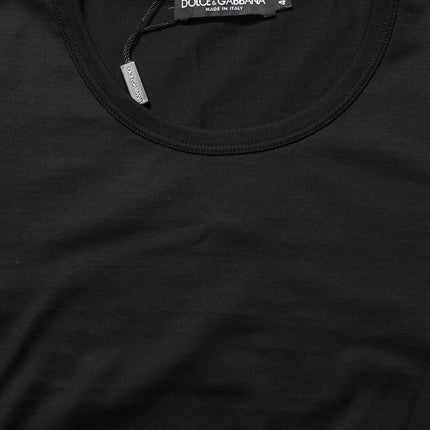 Dolce & Gabbana Black Cotton Round Neck Short Sleeves T-Shirt