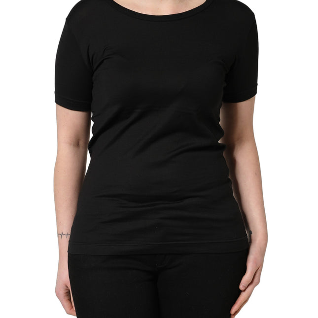 Dolce & Gabbana Black Cotton Round Neck Short Sleeves T-Shirt