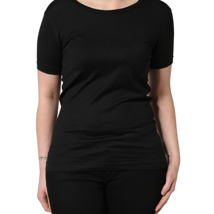 Dolce & Gabbana Black Cotton Round Neck Short Sleeves T-Shirt