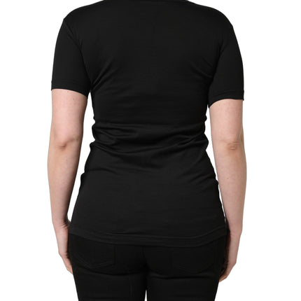 Dolce & Gabbana Black Cotton Round Neck Short Sleeves T-Shirt