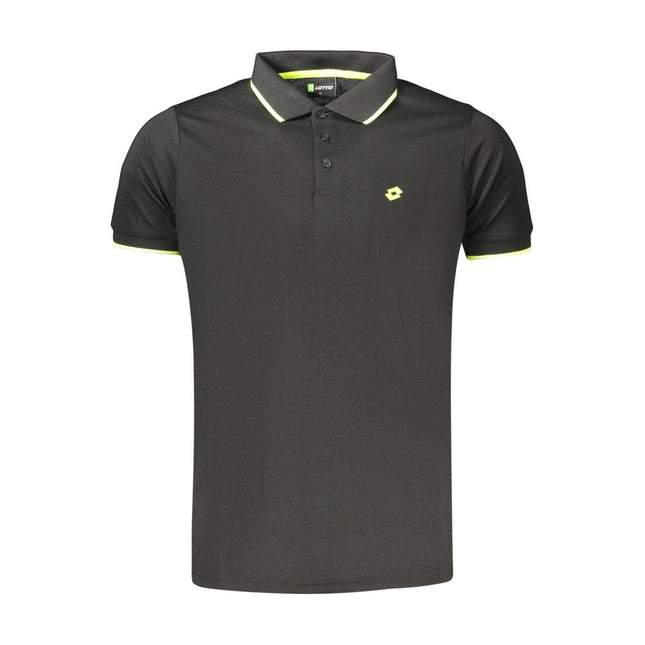 Lotto Black Polyester Men's Polo Shirt