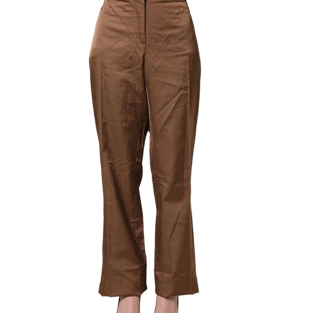 Cavalli Class Brown High Waist Flared Trouser Pants