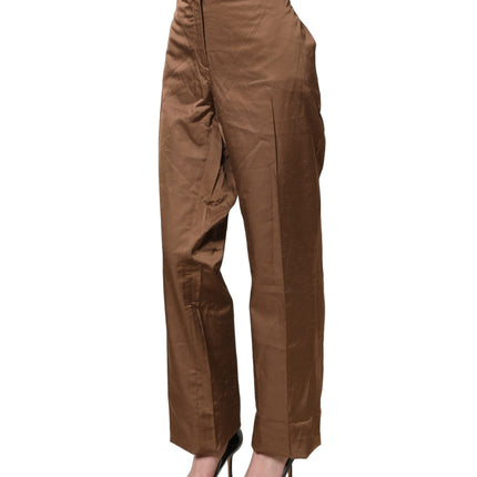 Cavalli Class Brown High Waist Flared Trouser Pants