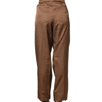 Cavalli Class Brown High Waist Flared Trouser Pants