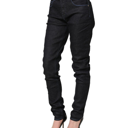 Acht Black Cotton Stretch HighWaist Skinny Denim Trouser Jeans