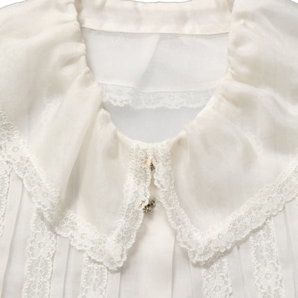 Dolce & Gabbana White Ruffled Sheer Silk Buttoned Blouse Top