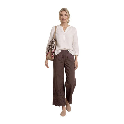 Street One Brown Cotton Casual Pants