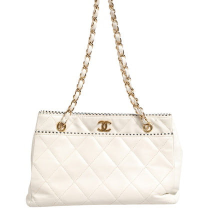 Chanel Shiny Calfskin Quilted Mini 22 White 1792563