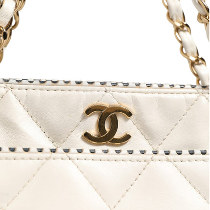 Chanel Shiny Calfskin Quilted Mini 22 White 1792563