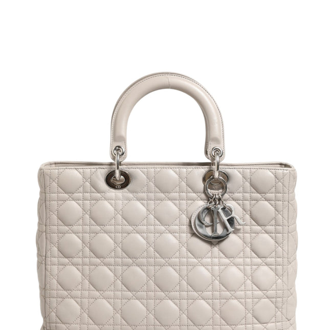 Christian Dior Lady Dior Large Grey Cannage Lambskin Bag