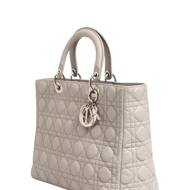 Christian Dior Lady Dior Large Grey Cannage Lambskin Bag