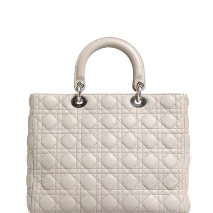 Christian Dior Lady Dior Large Grey Cannage Lambskin Bag