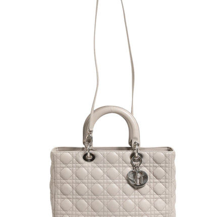 Christian Dior Lady Dior Large Grey Cannage Lambskin Bag