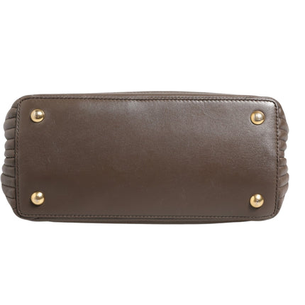 Fendi Brown Quilted Lambskin Leather Dotcom Click Small Shoulder Bag