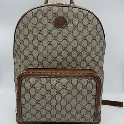 Gucci GG Supreme and Leather Backpack